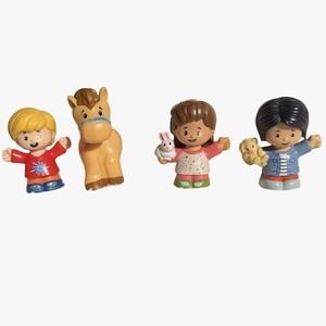 Lot of 4 Little People Figures and Animals Various Characters Bunny Puppy Horse